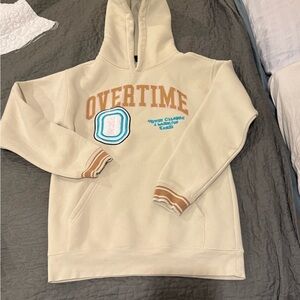 OVERTIME Mens small Cream Hoodie